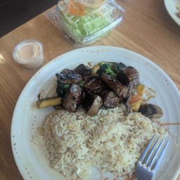 Hibachi lunch with steak and a salad Hibachi lunch with steak and a salad