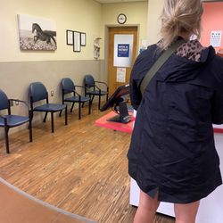 The Little Clinic - If you zoom in on the poster on the door. It says to check in using the Kiosk....