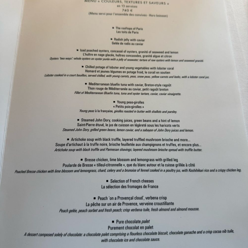 Guy Savoy - Menu - French Near Me - Paris, 75