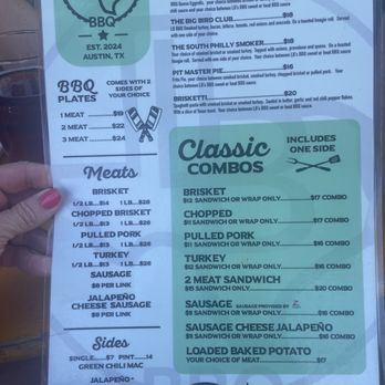 Jack & Gingers - Menu - The menu from LB BBQ in Austin, TX, displays a selection of BBQ dishes including brisket, chopped brisket, pulled pork, turkey, sausage, and jalapeño cheese sausage, with prices ranging from $8 to $28. It also offers sides such as single or pint-sized options, green chili mac, jalapeño cream corn, green beans, potato salad, coleslaw, and borracho beans. The menu features classic combos with one side, including options like brisket, chopped, pulled pork, turkey, sausage, cheese jalapeño, loaded baked potato, and a 2-meat sandwich, with prices from $7 to $20. The menu emphasizes that it includes one side with each combo. - Irish Pub Near Me - Austin, Texas