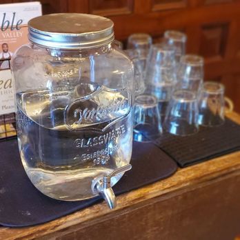ThreeBirds Coffee House - Water dispenser with glass cups. - Coffee & Tea Near Me - Easton, Pennsylvania ThreeBirds Coffee House - Water dispenser with glass cups. - Coffee & Tea Near Me - Easton, Pennsylvania