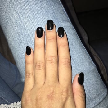 Angel Nails - Almond shaped, w/ Gel polish in midnight black. - Nail Salons Near Me - Hilo, Hawaii