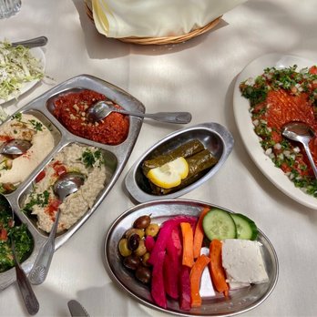 Carousel Restaurant - Appetizers with the family meal - Middle Eastern Near Me - Glendale, California