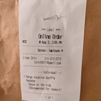 Motto Tea Cafe - Our order receipt for proof. - Desserts Near Me - Pasadena, California