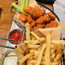 The Break Room - Boneless Buffalo Wings and fries