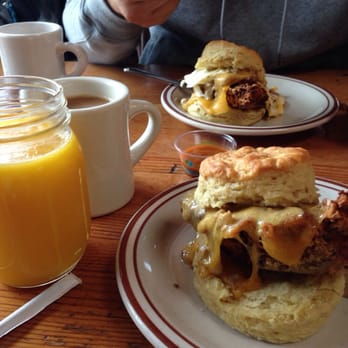 Pine State Biscuits - The Reggie and some delicious habeñero hot sauce - Southern Near Me - Portland, Oregon