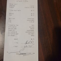 Yellow Rose Saloon - Receipt