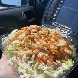 Regular Chinese chicken salad (after I put on 1/2 of the crispy wonton strips, and sesame seeds) delicious! Regular Chinese chicken salad (after I put on 1/2 of the crispy wonton strips, and sesame seeds) delicious!