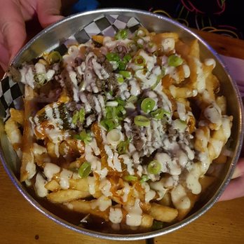 Han Ba Tang - Kimchi Fries w/Bulgogi - crispy fries, gravy, kimchi, herb mayo, green onion - Korean Near Me - Toronto, Ontario Han Ba Tang - Kimchi Fries w/Bulgogi - crispy fries, gravy, kimchi, herb mayo, green onion - Korean Near Me - Toronto, Ontario