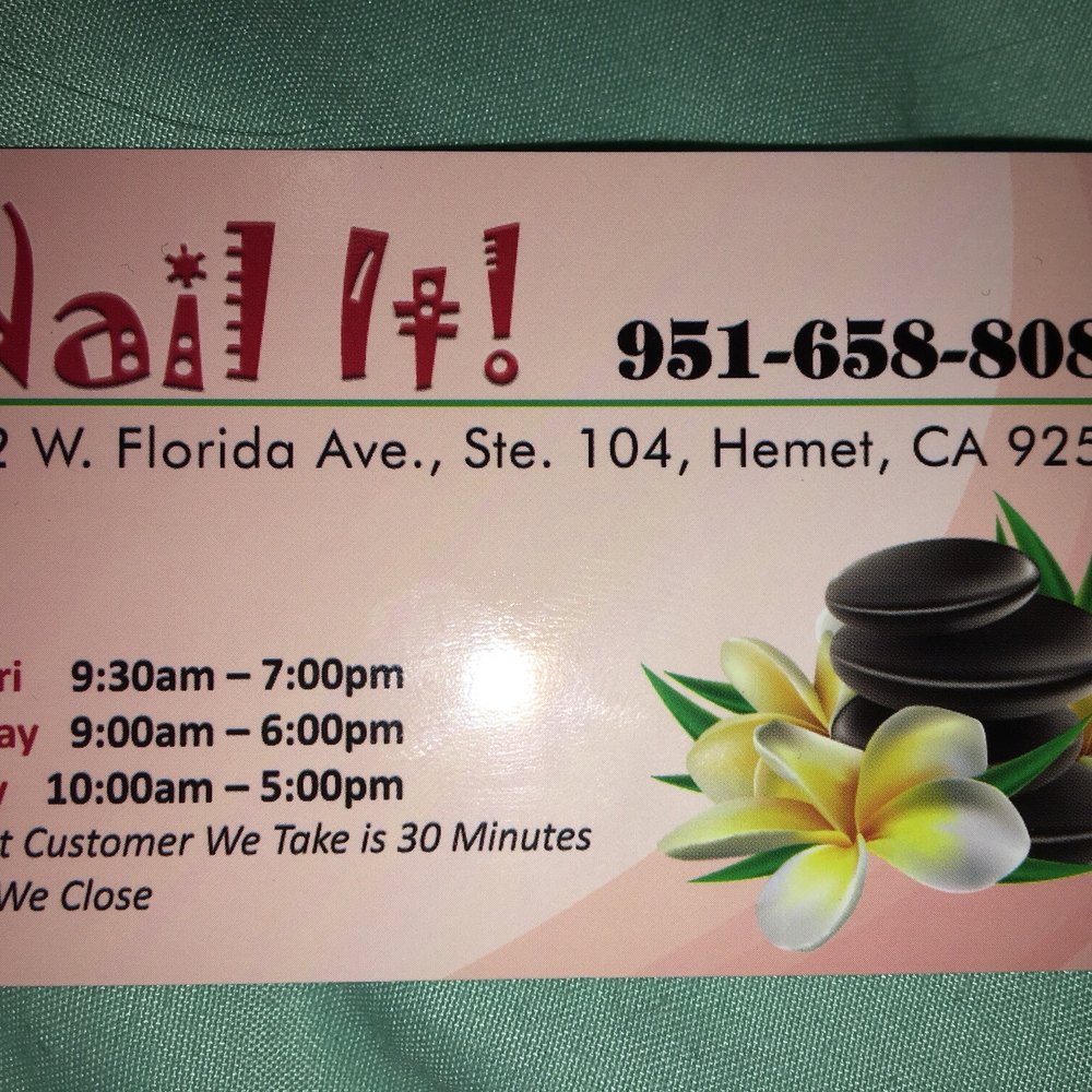 Nail It - Business card with phone number - Nail Salons Near Me - Hemet, California Nail It - Business card with phone number - Nail Salons Near Me - Hemet, California