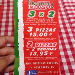 Mamma Pronto - Ofertas recoger y domicilio. Teléfono para pedidos.