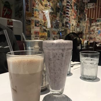 Cafe 50's - Egg cream and banana blueberry shake - Diners Near Me - Los Angeles, California