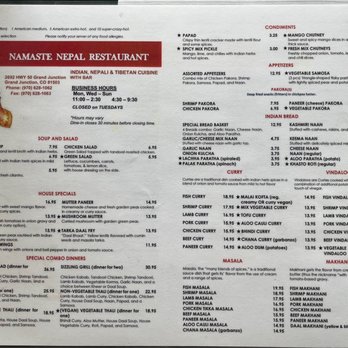 Namaste Nepal Restaurant - Menu other side - Indian Near Me - Grand Junction, Colorado Namaste Nepal Restaurant - Menu other side - Indian Near Me - Grand Junction, Colorado