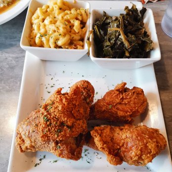 Soule - Fried Chicken Entrée w/ Mac and Cheese & Greens - Cajun/Creole Near Me - Chicago, Illinois Soule - Fried Chicken Entrée w/ Mac and Cheese & Greens - Cajun/Creole Near Me - Chicago, Illinois