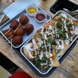 Corn dogs & "stadium" nachos Corn dogs & "stadium" nachos