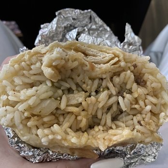 Bell Street Burritos - Ground beef burrito, added shrimp for an additional charge and it's mostly rice - Mexican Near Me - Tucker, Georgia