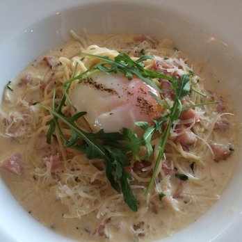 Fellini's Ristorante - CAPELLINI ALLA CARBONARA Cream, bacon, poached egg, fresh ground pepper, parmigiano reggiano - Pizza Near Me - Cabo San Lucas, BCS Fellini's Ristorante - CAPELLINI ALLA CARBONARA Cream, bacon, poached egg, fresh ground pepper, parmigiano reggiano - Pizza Near Me - Cabo San Lucas, BCS