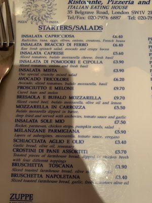 Menu photo 1 O Sole Mio London, XGL Menu photo 1 O Sole Mio London, XGL