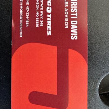 Big O Tires - Business card. - Tires Near Me - Branson, Missouri
