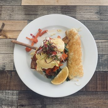 Eggscellent - Red Rock Benny served on foccasia bread instead of English muffin - Breakfast & Brunch Near Me - Las Vegas, Nevada