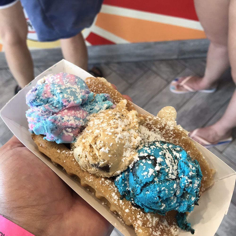 Coney Waffle - Cotton candy, s'mores, Cookie Monster in a waffle - Ice Cream & Frozen Yogurt Near Me - Belmar, New Jersey Coney Waffle - Cotton candy, s'mores, Cookie Monster in a waffle - Ice Cream & Frozen Yogurt Near Me - Belmar, New Jersey