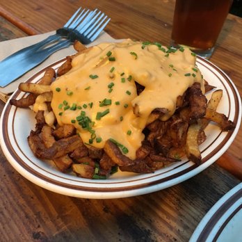 Falling Sky Brewing - Cheese fries with beer - Gastropubs Near Me - Eugene, Oregon