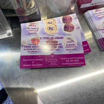 Freze N Nitro Creamery - Menu - Ice Cream & Frozen Yogurt Near Me - Miramar, Florida Freze N Nitro Creamery - Menu - Ice Cream & Frozen Yogurt Near Me - Miramar, Florida