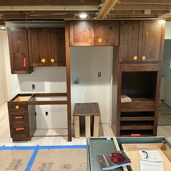 Cabinets To Go - The desk cabinet was installed over the outlet at the bottom. - Kitchen & Bath Near Me - Marietta, Georgia Cabinets To Go - The desk cabinet was installed over the outlet at the bottom. - Kitchen & Bath Near Me - Marietta, Georgia