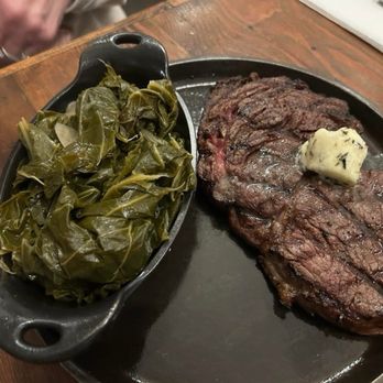 The Farm House - Ribeye steak and collard greens  #TheFarmHouse - Southern Near Me - Nashville, Tennessee