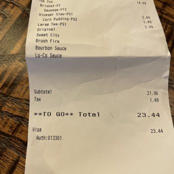 City Barbeque - Receipt. It was a bit more expensive than I realized as I ordered. - Barbeque Near Me - Greensboro, North Carolina City Barbeque - Receipt. It was a bit more expensive than I realized as I ordered. - Barbeque Near Me - Greensboro, North Carolina
