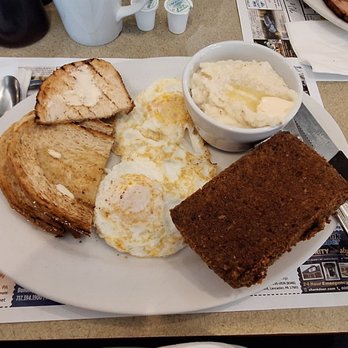 Lyndon Diner - Freshly baked white toast with Amish butter, farm-fresh eggs over easy, creamy grits and scrapple. - Diners Near Me - Lancaster, Pennsylvania Lyndon Diner - Freshly baked white toast with Amish butter, farm-fresh eggs over easy, creamy grits and scrapple. - Diners Near Me - Lancaster, Pennsylvania