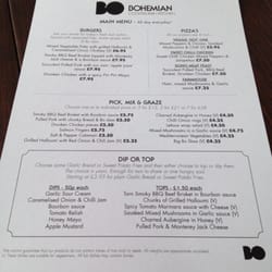 Bohemian Bar and Kitchen - Main menu, Madam?