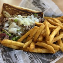 Granny's Kitchen - Brisket Philly sandwich with fries
