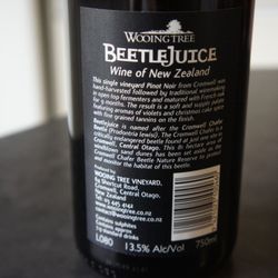 Wooing Tree Vineyard - Closeup of Beetle juice pinot noir