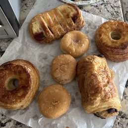 pastries (fruit beignets, fruit/cream cheese Danish, pain au chocolat, fresh and day-old cronuts) pastries (fruit beignets, fruit/cream cheese Danish, pain au chocolat, fresh and day-old cronuts)