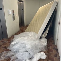 The mattress that was blocking our 6th floor bedroom elevator entrance The mattress that was blocking our 6th floor bedroom elevator entrance