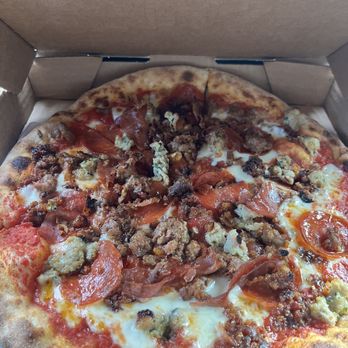Bagel + Slice Pizza Shop - Meat lovers pizza - Bagels Near Me - Los Angeles, California Bagel + Slice Pizza Shop - Meat lovers pizza - Bagels Near Me - Los Angeles, California