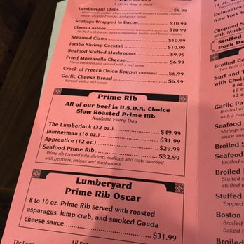 Hawley Lumber Yard Restaurant - Dinner menu - Seafood Near Me - Perry, New York