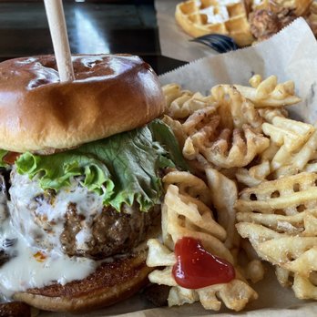 BTW - Build Your Own Burger with beer cheese and marinated mushrooms - Burgers Near Me - Tavares, Florida BTW - Build Your Own Burger with beer cheese and marinated mushrooms - Burgers Near Me - Tavares, Florida