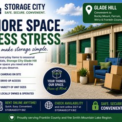 Storage City - Glade Hill - More Space Less Stress. Convenient Drive Up Self Storage.