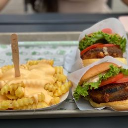 'Shroom Burger and Cheese Fries