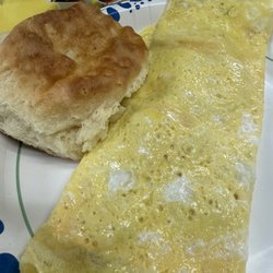 Sausage cheese omelette and biscuit