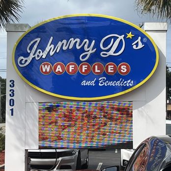 Johnny D's Waffles and Benedicts, Myrtle Beach - Outside welcome signage - Breakfast & Brunch Near Me - Myrtle Beach, South Carolina
