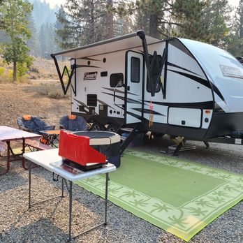 Golden Pine Rv Park - Space 24. Space for F150 to park on side of picnic table,  or parallel to front of 21' trailer. - RV Parks Near Me - June Lake, California