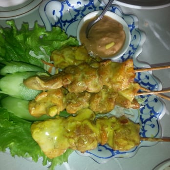 Siam Garden Cafe - Satay Chicken. 4 skewers per order. - Thai Near Me - Honolulu, Hawaii Siam Garden Cafe - Satay Chicken. 4 skewers per order. - Thai Near Me - Honolulu, Hawaii