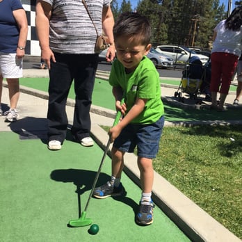 Alpine Slide At Magic Mountain - My son mini golfing - Go Karts Near Me - Big Bear Lake, California