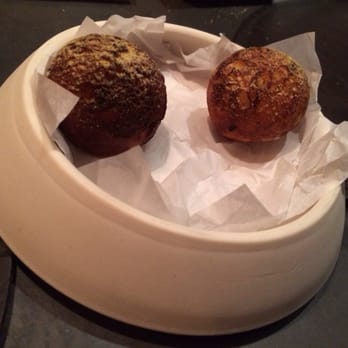 Atera - Hush puppy with smoked egg yolk and corn. - New American Near Me - New York, New York