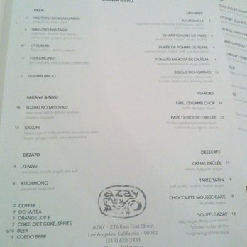 Azay - Azay menu 20 Feb 2020: Japanese left, French right - Japanese Near Me - Los Angeles, California Azay - Azay menu 20 Feb 2020: Japanese left, French right - Japanese Near Me - Los Angeles, California