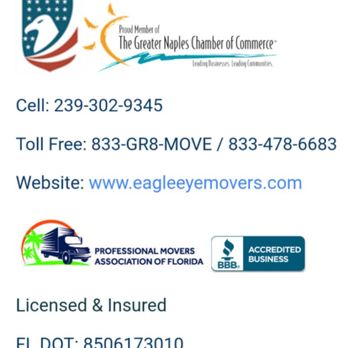 Eagle Eye Movers - Eagle Eye Movers - Naples, FL - Proud Member of The Greater Naples Chamber of Commerce & The Professional Movers of Florida Association. - Movers Near Me - Naples, Florida