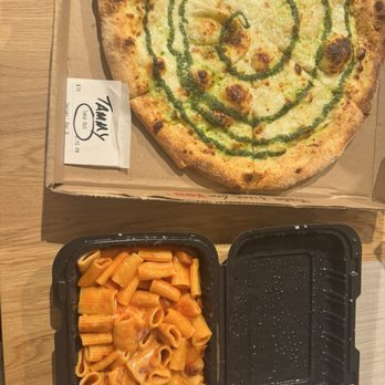 Prunella - Rigatoni All' Amatriciana and White Claw pizza - Italian Near Me - Philadelphia, Pennsylvania